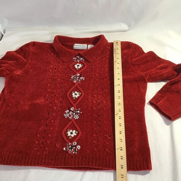 Alfred Dunner Sweater Collared Red XL Petite - Picture 10 of 10